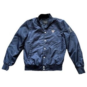 Guess Navy Blue Varsity‎ Bomber Jacket S Small Y2K Streetwear